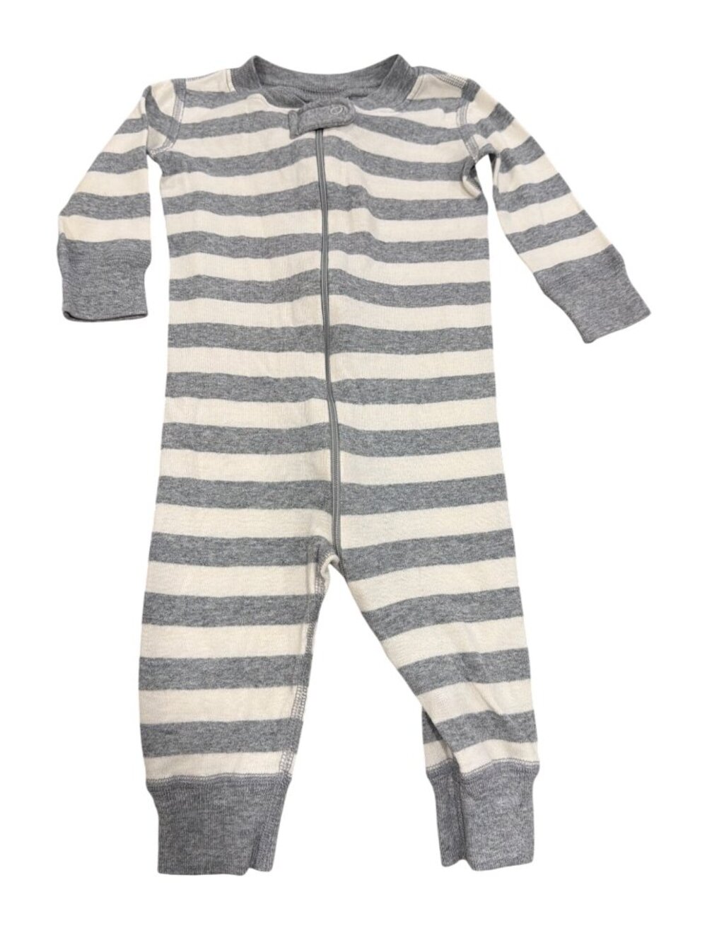 Hanna Andersson Baby Zip-Front Sleeper 6-9 Months Gray & White Stripes Organic C